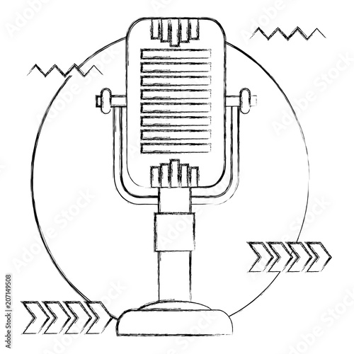 vintage retro microphone classic equipment vector illustration  sketch