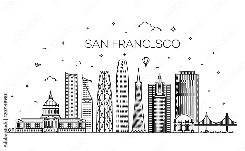 San Francisco city skyline vector background