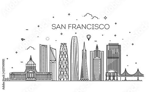 Fototapeta Naklejka Na Ścianę i Meble -  San Francisco city skyline vector background