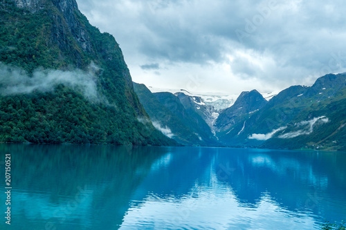 lake in norwegian fjords with reflection © Scenessence