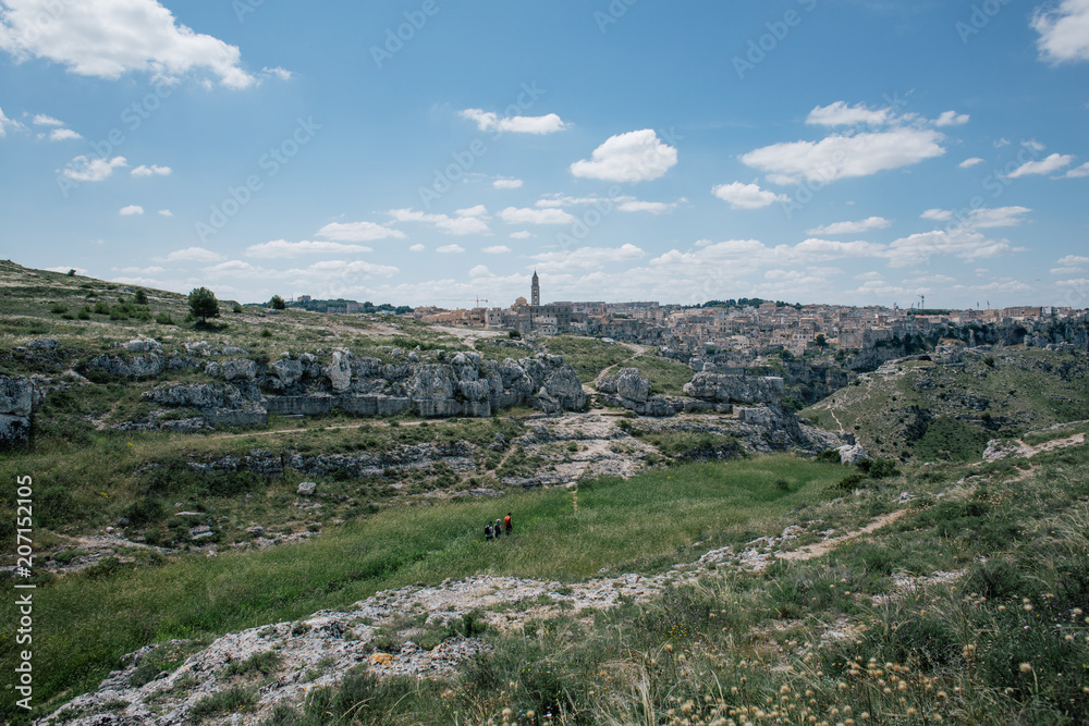 Matera apulia vintage Old City and rocks and houses in Italy