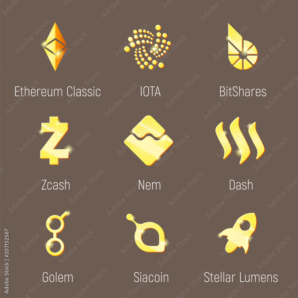Popular cripto currency logo set