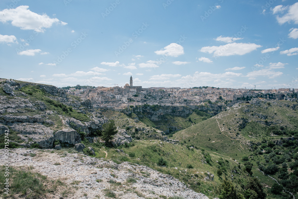 Matera apulia vintage Old City and rocks and houses in Italy