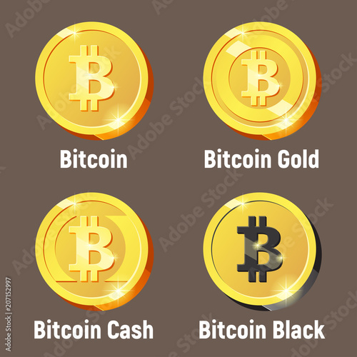 Vector set of bitcoin logo coins