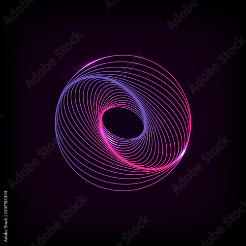 Sphere glowing light banner on a black background. Sphere abstract 3d. Abstract technology sphere on the blue background. Vector illustration.