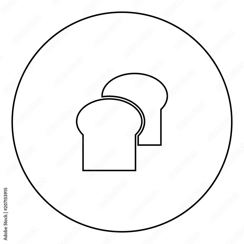 Bread icon black color in circle Bread icon black color in circle