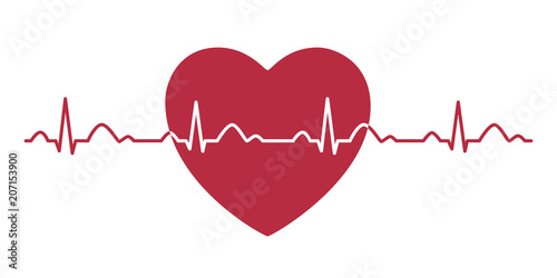 Heart pulse icon. Cardiogram. Electrocardiogram. Vector illustration.