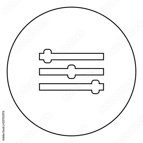 Control panel icon black color in circle