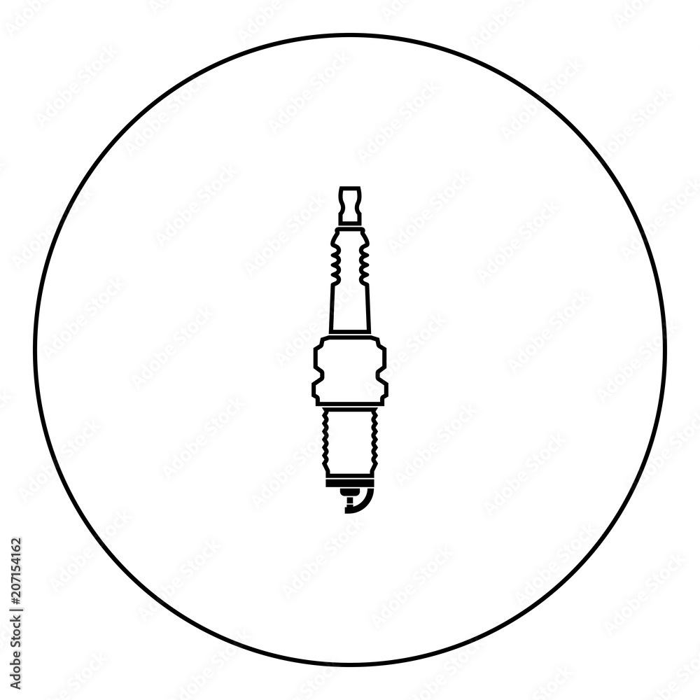 Spark plug icon black color in circle Spark plug icon black color in circle