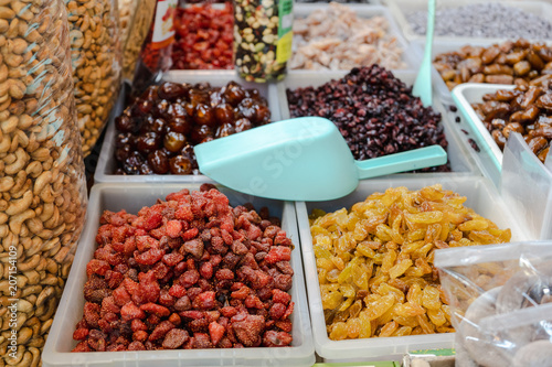 Various types of dried food are put together. Prepared for sale to local market customers.