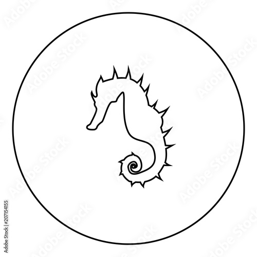 Seahorse icon black color in circle