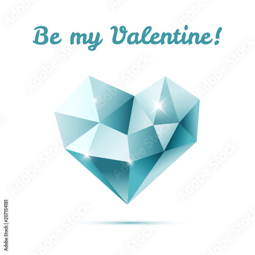 Blue crystal heart with reflections