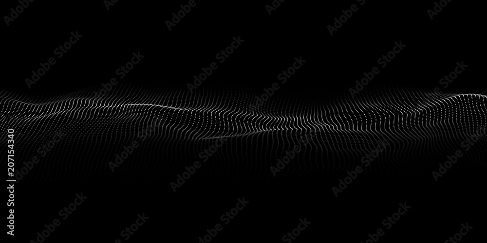 Technology dark background. Vector futuristic wave 3d. Cyber technology. Big data.