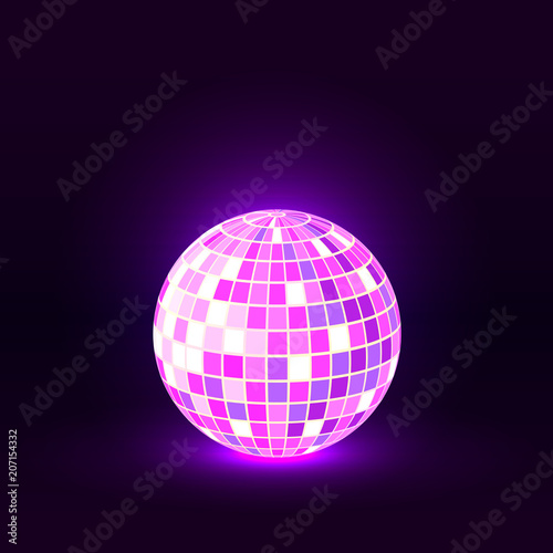 Night party. Disco ball background. Night dance party music. Shining party background. Glowing circle. Vector illustration.
