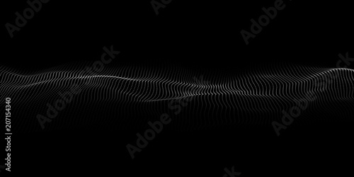 Technology dark background. Vector futuristic wave 3d. Cyber technology. Big data.