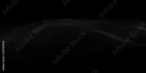 Technology dark background. Vector futuristic wave 3d. Cyber technology. Big data.