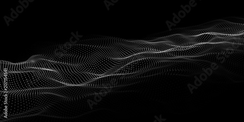 Technology dark background. Vector futuristic wave 3d. Cyber technology. Big data.