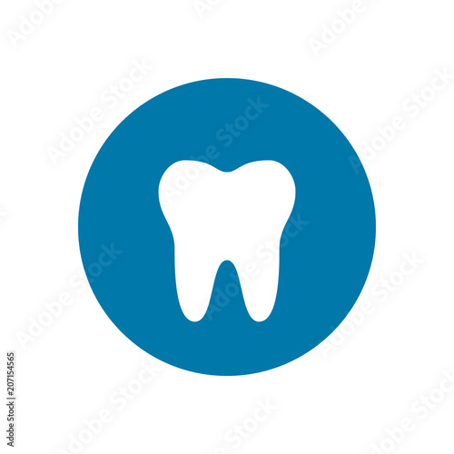 Tooth icon on blue background. Vector illustration.