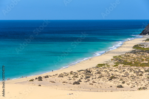 Aerial view of Sotavento Beach in Fuerteventura, Spain