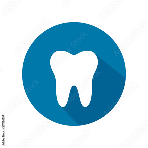 Tooth icon on blue background. Vector illustration.
