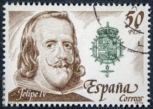 stamp printed by Spain shows image portrait of King Felipe IV photo