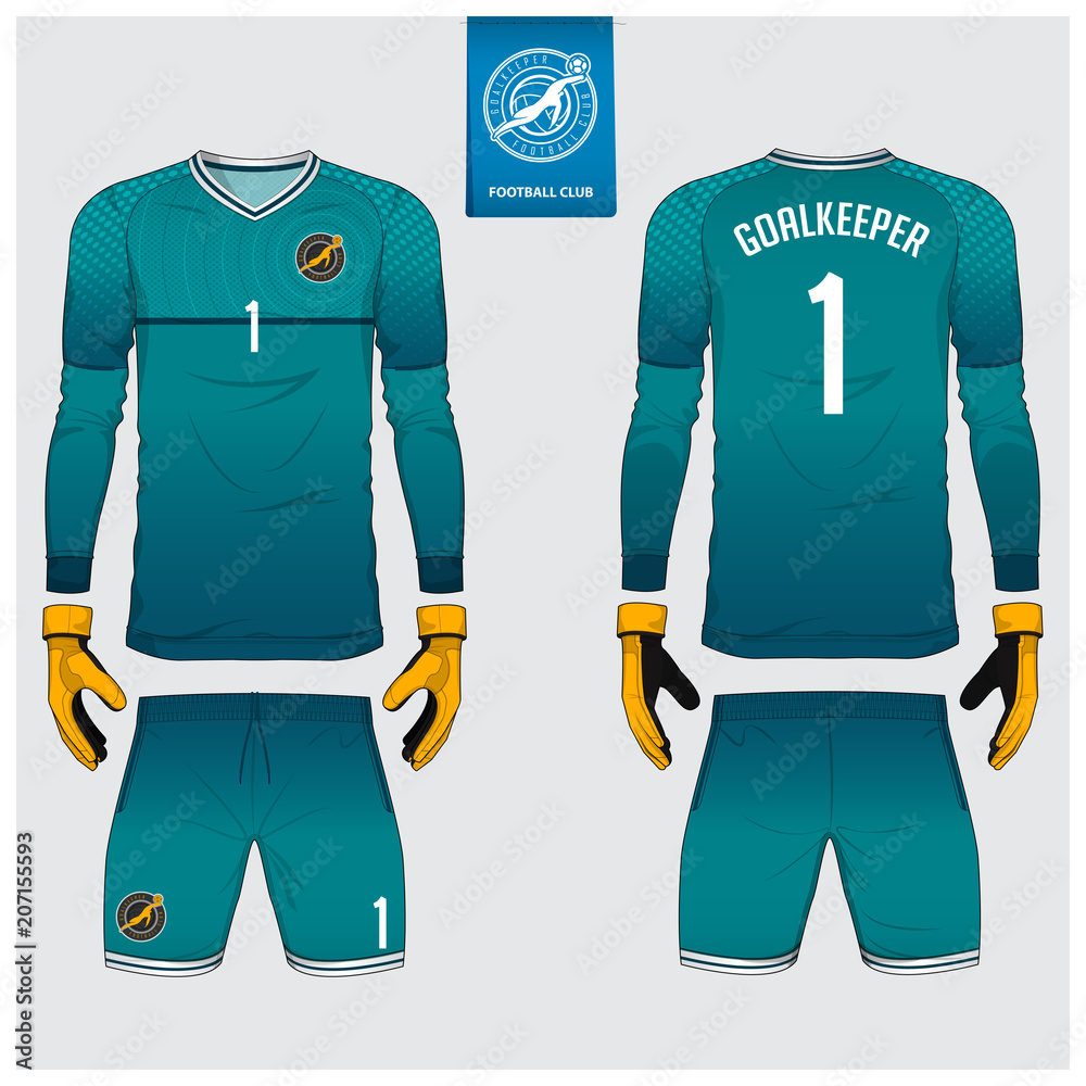 Goalkeeper jersey or soccer kit, long sleeve jersey, goalkeeper glove
