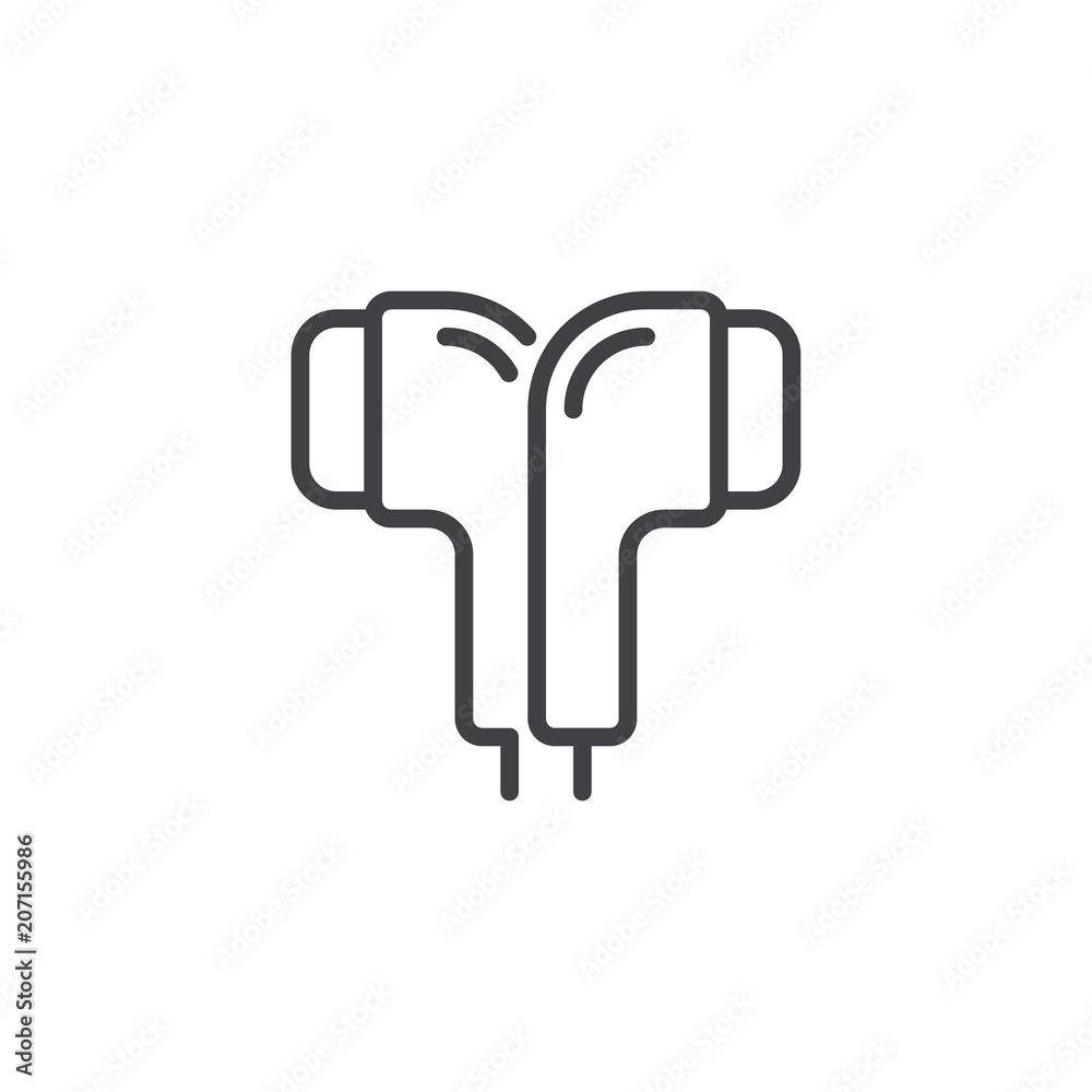 Earphones outline icon. linear style sign for mobile concept and web design. Headphones simple line vector icon. Ear plugs symbol, logo illustration. Pixel perfect vector graphics Earphones outline icon. linear style sign for mobile concept and web design. Headphones simple line vector icon. Ear plugs symbol, logo illustration. Pixel perfect vector graphics