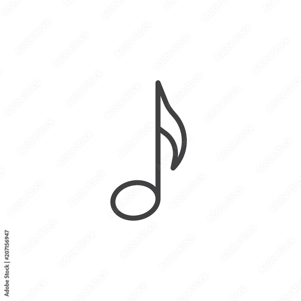 Musical note outline icon. linear style sign for mobile concept and web design. Melody simple line vector icon. Symbol, logo illustration. Pixel perfect vector graphics Musical note outline icon. linear style sign for mobile concept and web design. Melody simple line vector icon. Symbol, logo illustration. Pixel perfect vector graphics
