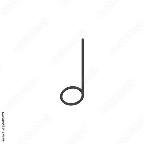 Half music note outline icon. linear style sign for mobile concept and web design. Melody simple line vector icon. Symbol, logo illustration. Pixel perfect vector graphics