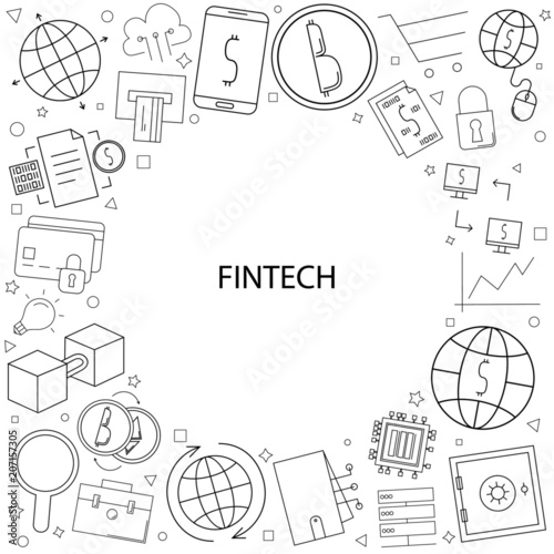 Vector fintech pattern with word. Fintech background	