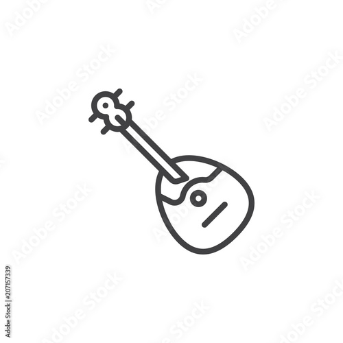 Domra outline icon. linear style sign for mobile concept and web design. Musical instrument simple line vector icon. Banjo guitar Symbol, logo illustration. Pixel perfect vector graphics