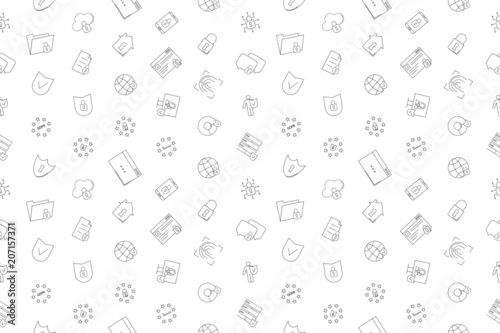 GDPR background from line icon. Linear vector pattern. 