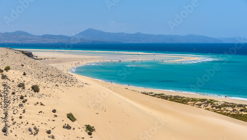 Aerial view of the lagoon on Sotavento Beach in Fuerteventura, Spain photo