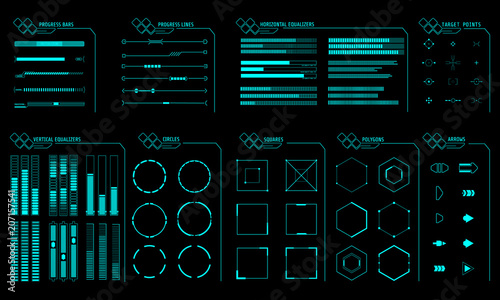 HUD Futuristic User Interface Elements Set Vector