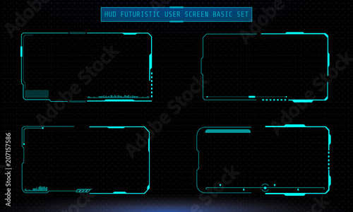 HUD Green Virtual Element Futuristic Screen Panel For Human User Interface Vector. Abstract Hi Tech Scifi Space Monitor Display Concept Illustration