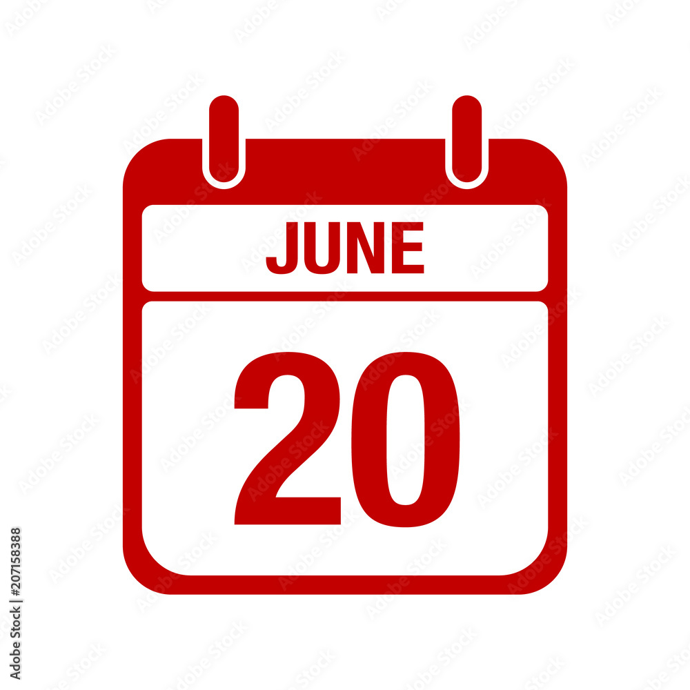 Fototapeta premium 20 june calendar red icon. twenty