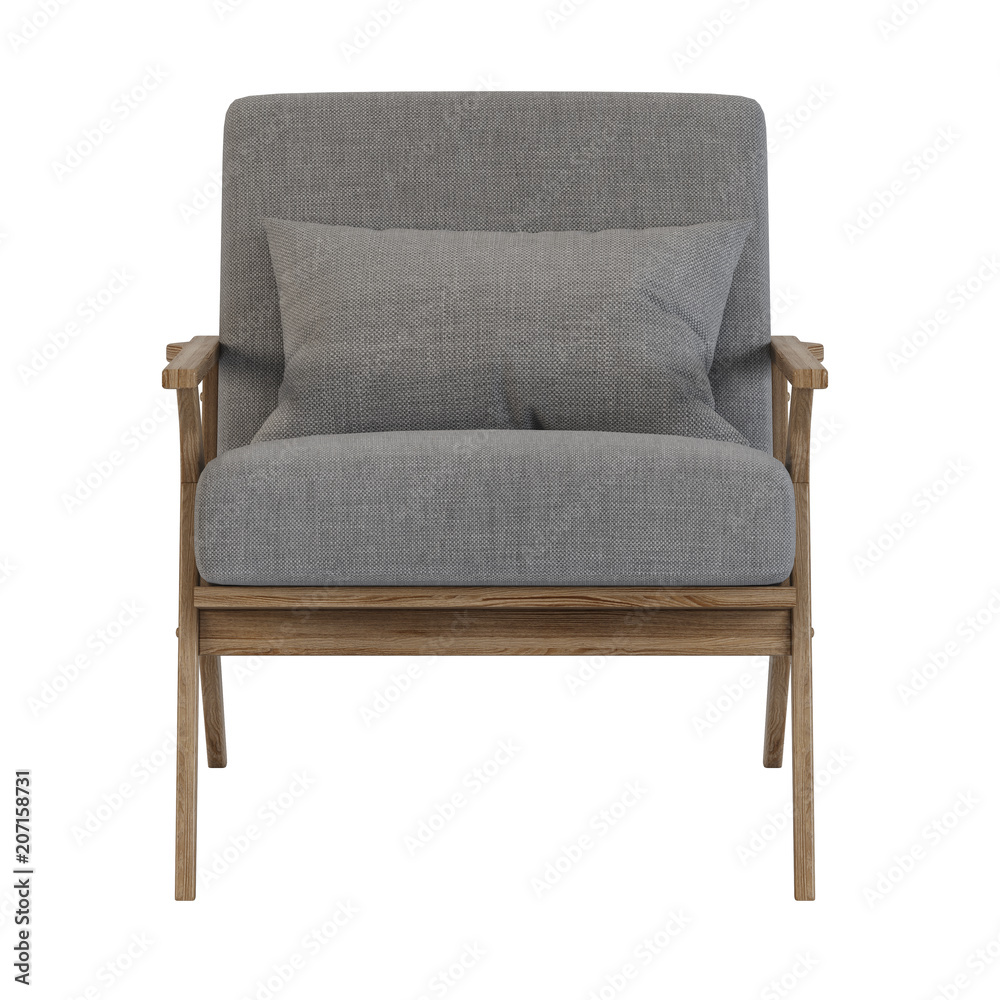 Fototapeta premium Armchair on wooden legs. Isolate. 3D rendering.