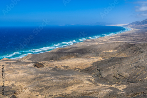 Aerial view of Cofete Beach in Fuerteventura  Spain