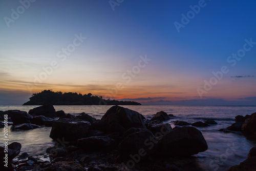 Tropical sea beach at sunset twilight, Koh Change island, Thailand