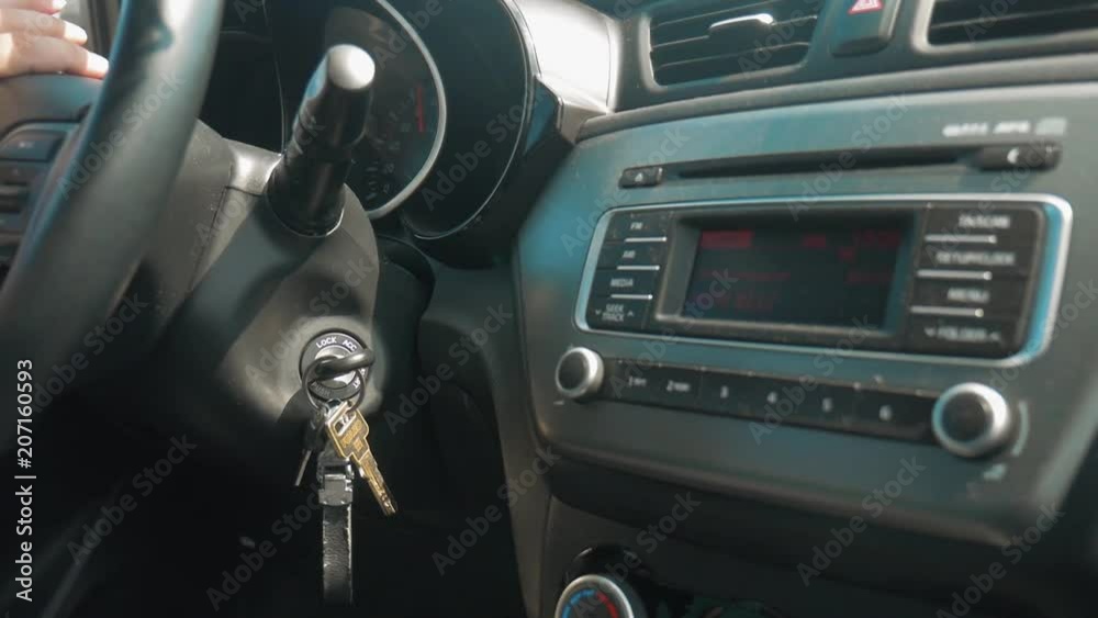 man driver is driving along the road close-up of a hand on the steering wheel of a car. driver on the road concept man driver is driving along the road close-up of a hand on the steering wheel of a car. driver on the road concept