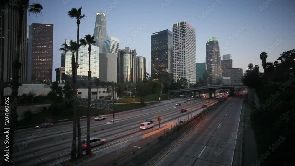 The 110 Harbour Freeway and Downtown Los Angeles skyline, California, United States of America The 110 Harbour Freeway and Downtown Los Angeles skyline, California, United States of America
