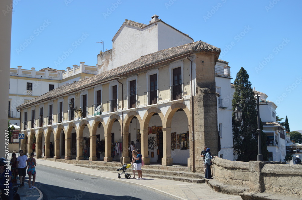 Wonderful Building Of The 18th Century Where Souvenirs Of The Village Of Ronda Are Sold. August 4, 2016. Travel architecture holidays. Ronda Malaga Andalucia Spain.