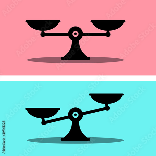 Scales Icon. Justice Symbol. Vector Weigh Measurement Flat Design Concept.