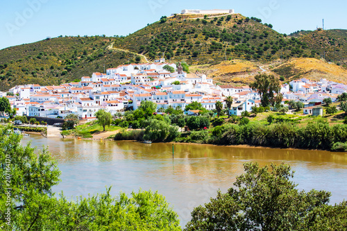 Historic town and castle of Sanlucar de Guadiana in Spain  borderline with Portugal  Guadiana River  Spain