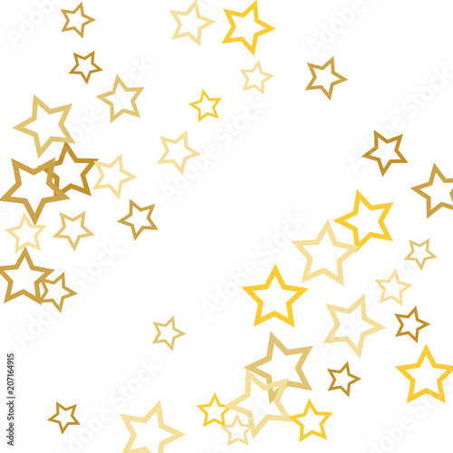 Magic gold stars confetti. Christmas and New Year falling stars background. Sparkling glitter celebration confetti decoration. Rich VIP premium design