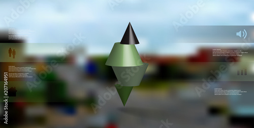 3D illustration infographic template with spiked cone horizontally sliced to four parts