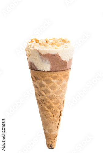 ice cream in a waffle cup isolated