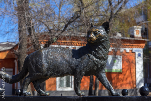 Cat sculpture on Irkutsk street, Russia photo