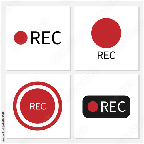 Record Icon Set Vector