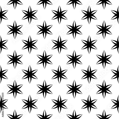 Black floral seamless pattern on white background